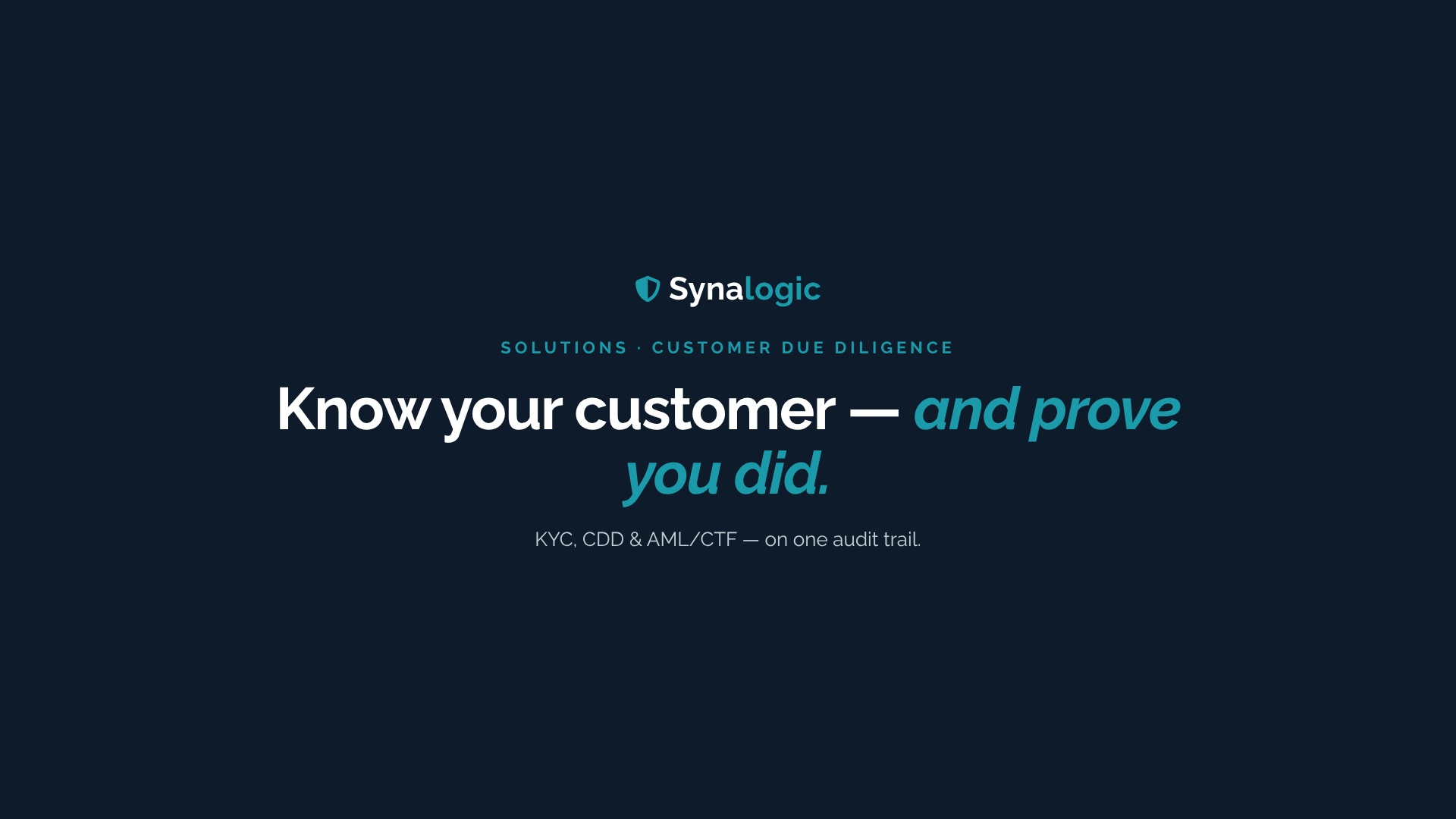 Synalogic Customer Due Diligence.